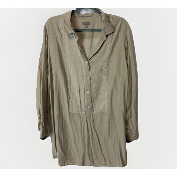 J.Jill Collared Long Sleeve Silk Henley Button Up Tunic Blouse Shirt 2X Flaw - Picture 1 of 8